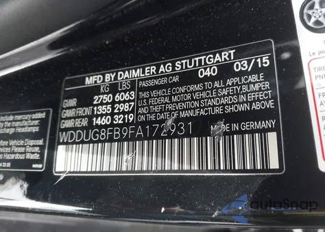 2015 Mercedes-Benz S 550 4Matic из США, поврежденный, VIN WDDUG8FB9FA172931